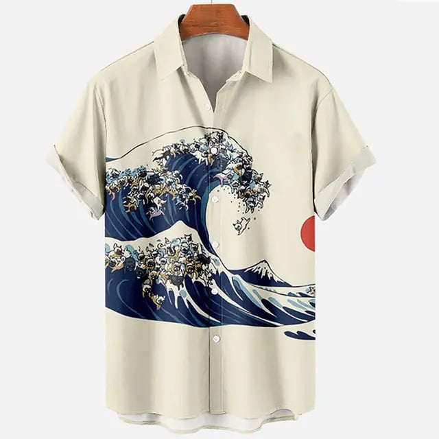 Retro Wave Button Up